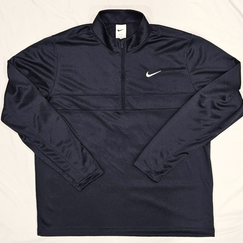 NIKE DRI FIT LIGHTWEIGHT HALF ZIP GOLF PULLOVER NAVY BLUE EUC LARGE